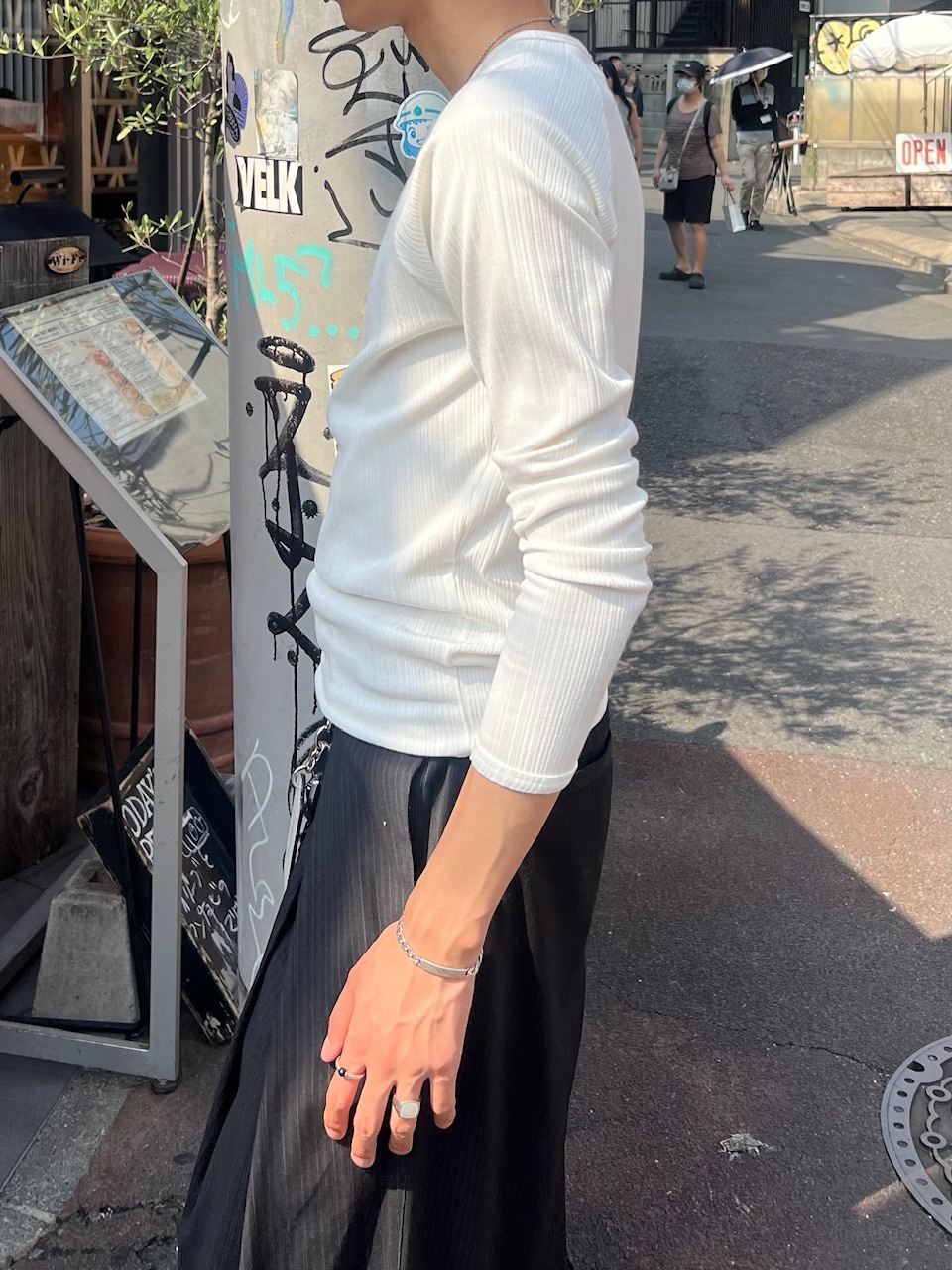 東京店WEB限定受注制【Chikashitsu +】snap rib henley neck tee