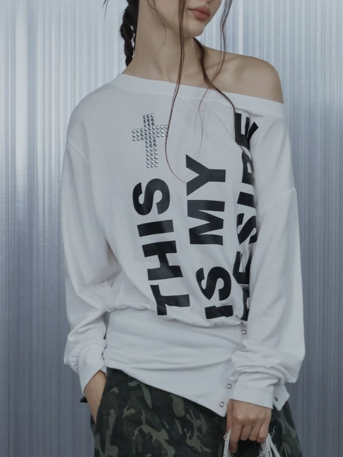 setupexe BOLD LETTERING LOOSE TOP 長袖Tシャツ SETUP‐EXE】BOLD LETTERING LOOSE TOP / 【セットアップエグゼ