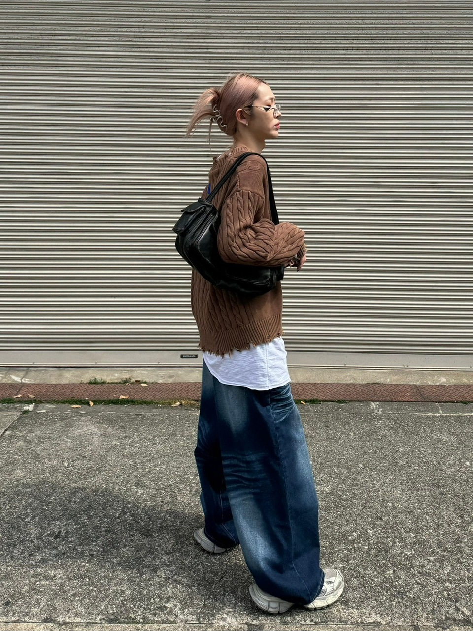 パンツ Chikashitsu +crack wash wide denim pants 大阪店WEB限定【Chikashitsu +】crack wash wide denim pants