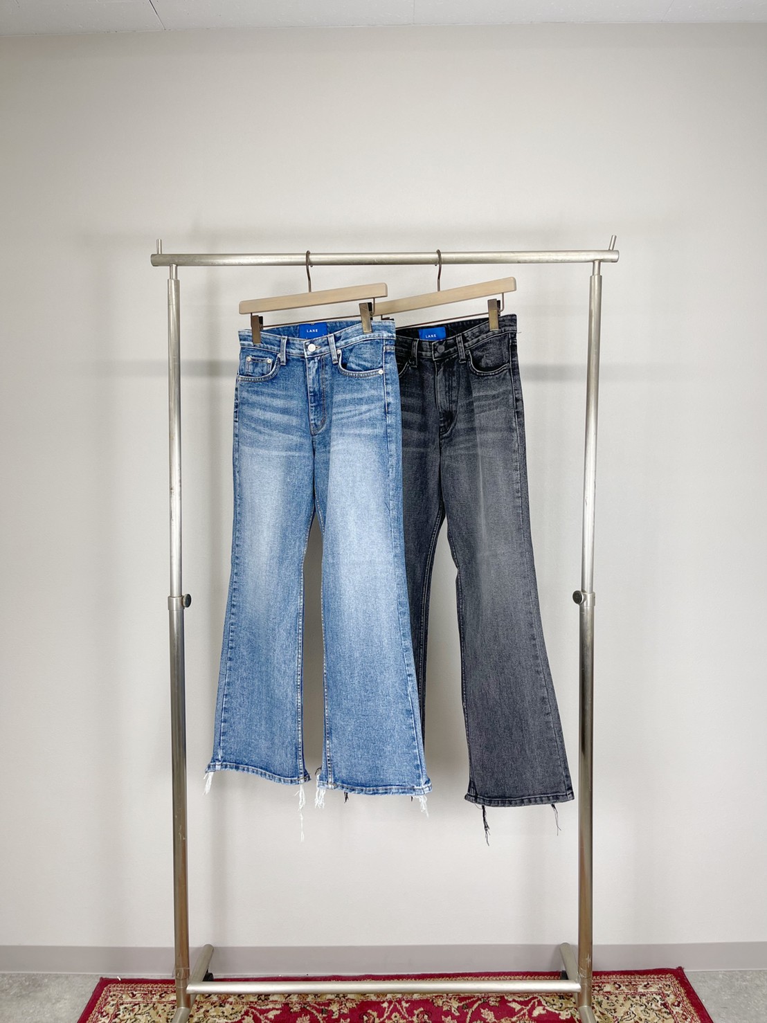 受注制【Chikashitsu +】flare damage denim pants (2color)