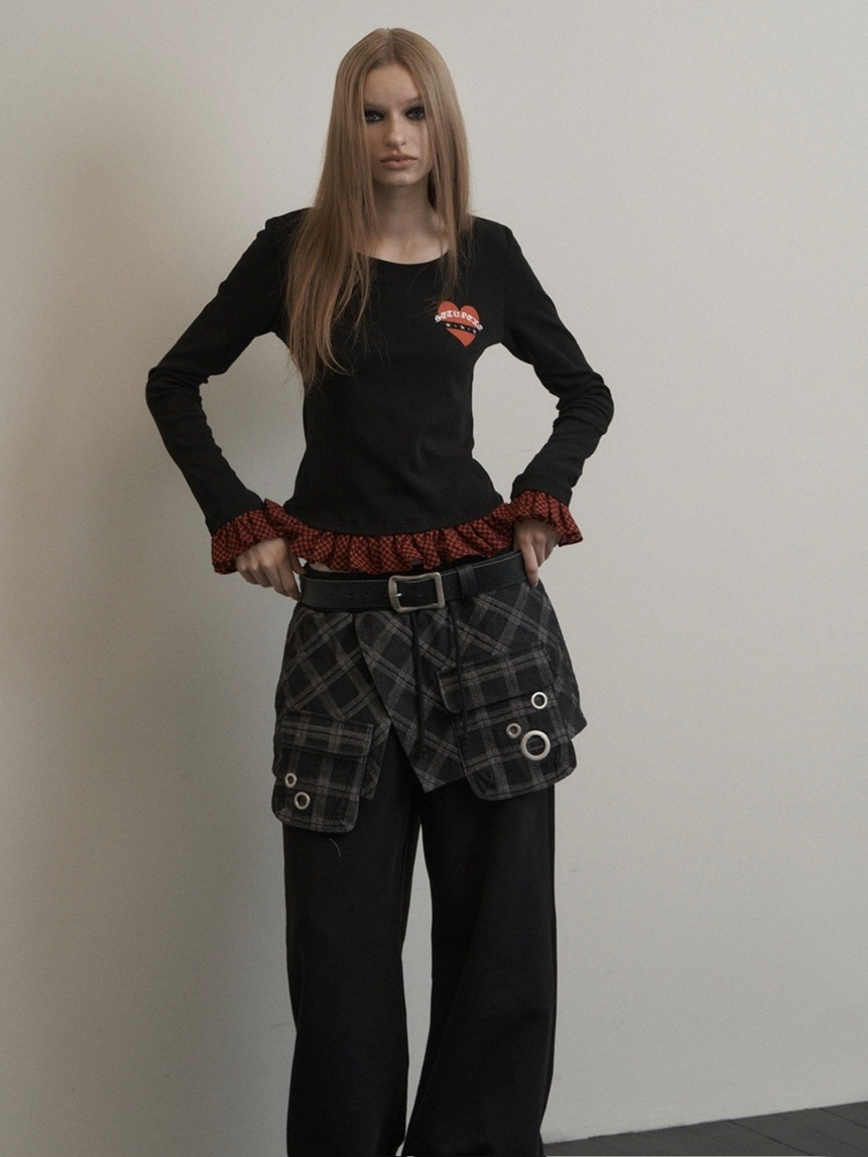 SETUP-EXE】CHECK LAYERED SWEATPANTS | OUR BRAND,SETUP-EXE
