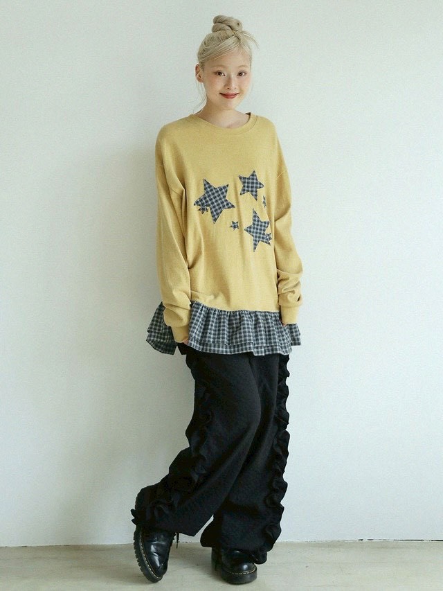 【Uglyshadow】STAR FRILL LONGSLEEVED T-SHIRT