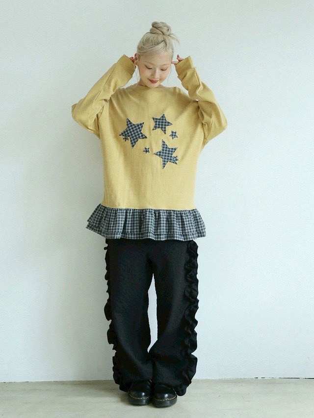 【Uglyshadow】STAR FRILL LONGSLEEVED T-SHIRT