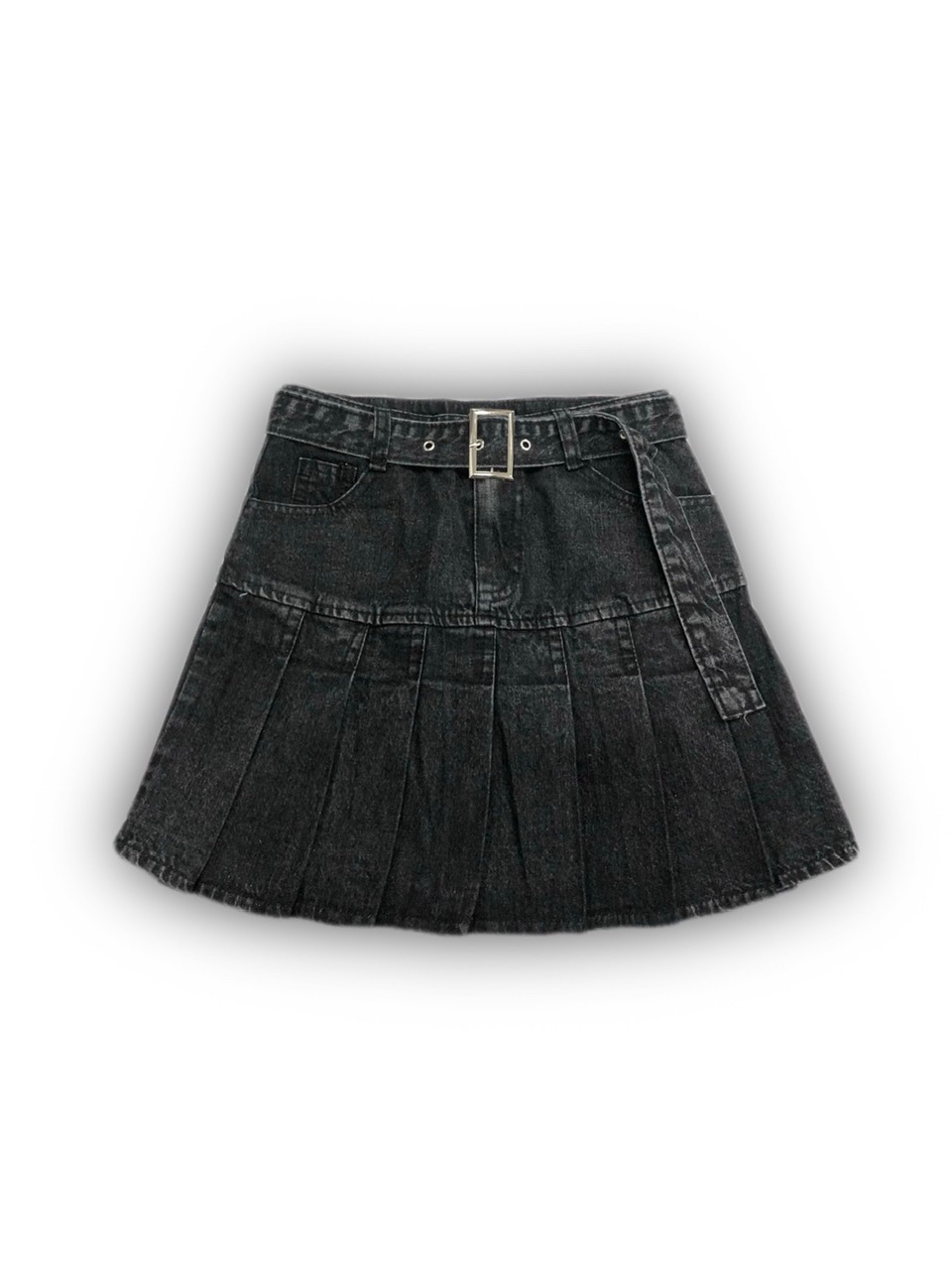 Never mind the XU】belt pleats denim skirt (2color) | OUR BRAND