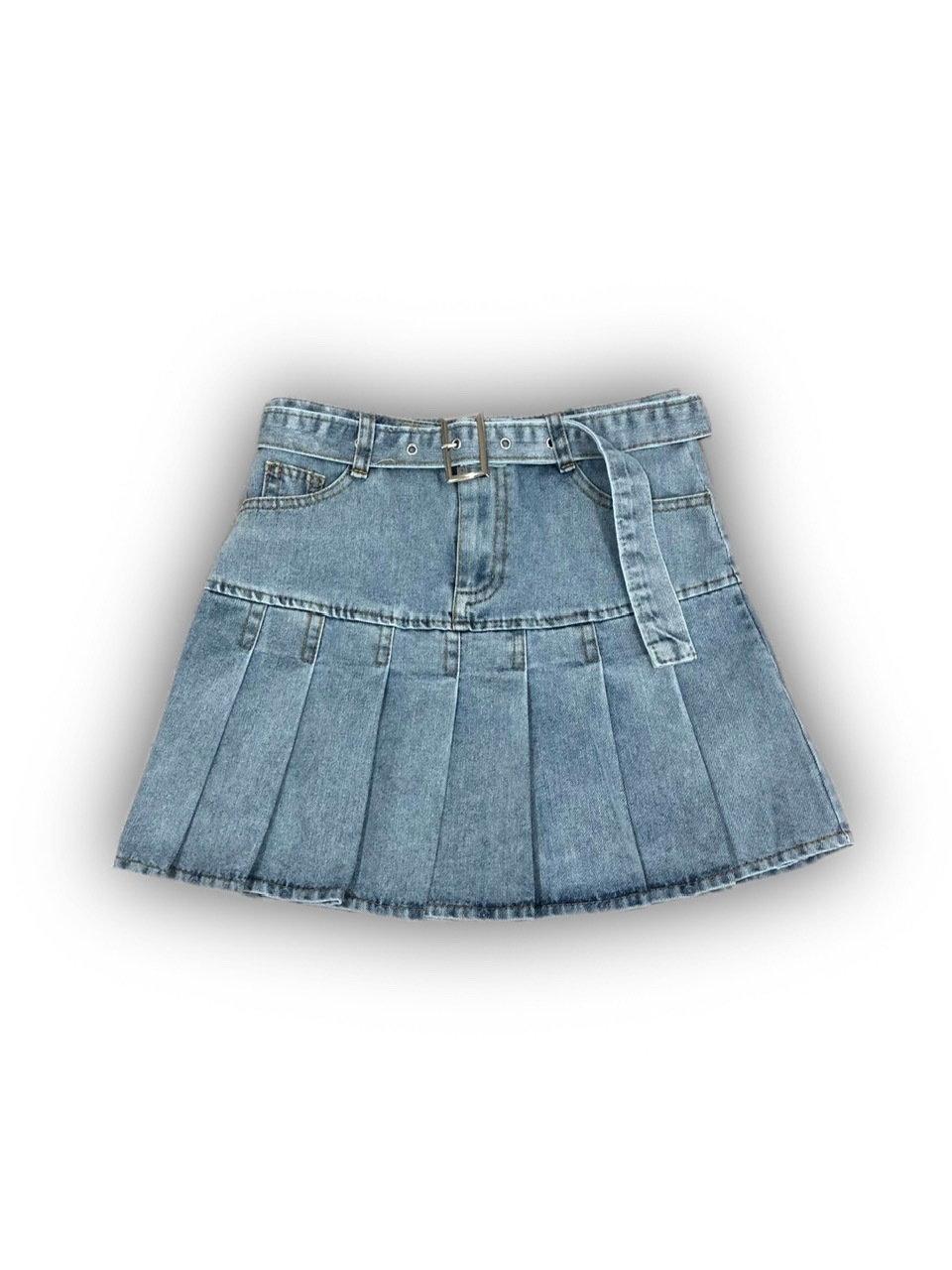 Never mind the XU】belt pleats denim skirt (2color) | OUR BRAND