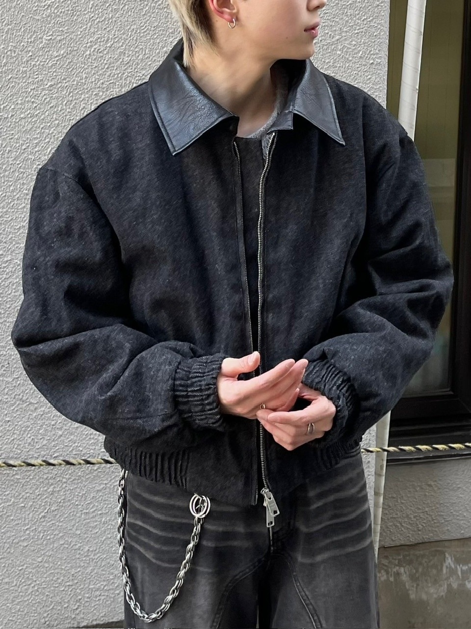 大阪店WEB限定受注制【Chikashitsu +】cropped leather collar