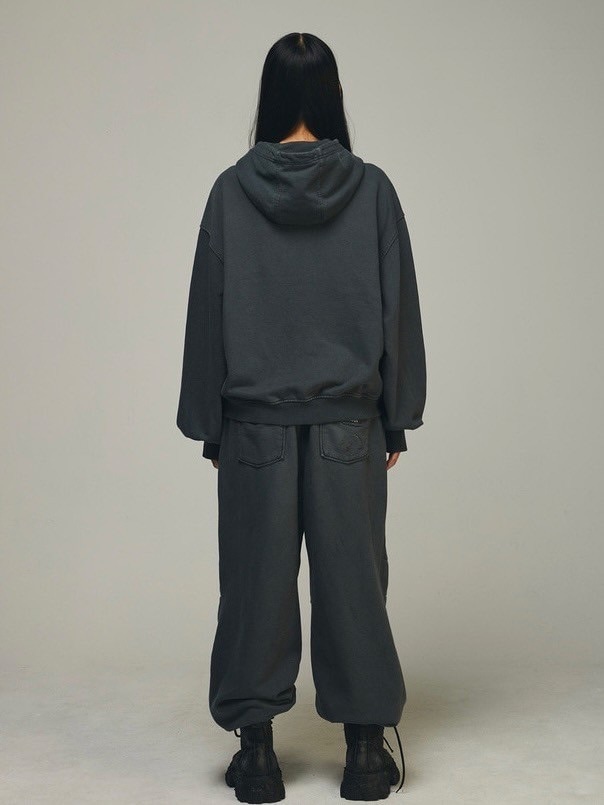 【BLR BLUER】Dyed Circle Logo Over-fit Hoodie Zip-up