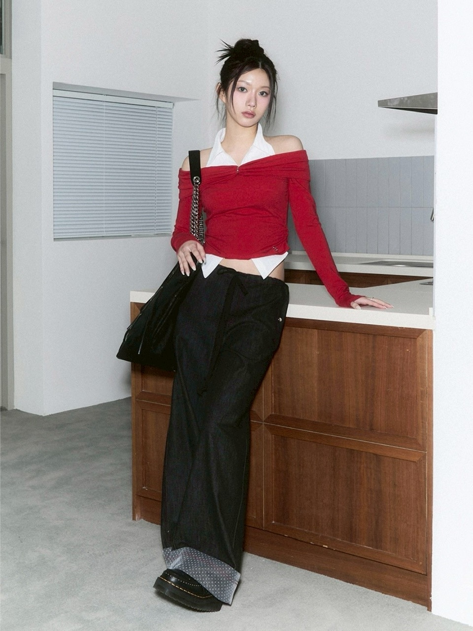 CHERRYQUIRI】shirts layered off shoulder top | OUR BRAND