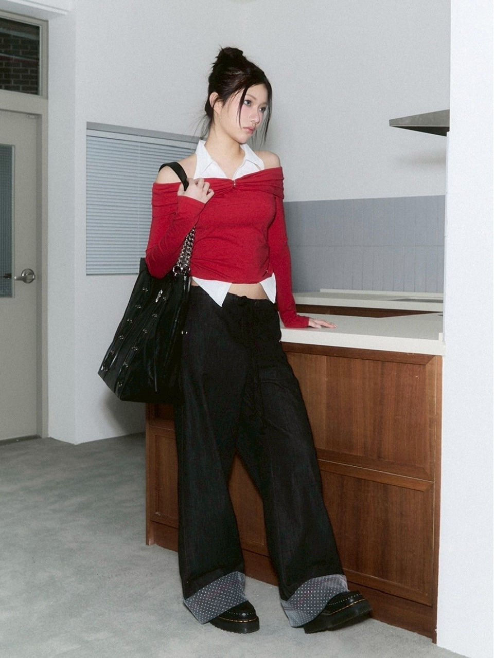 CHERRYQUIRI】shirts layered off shoulder top | OUR BRAND