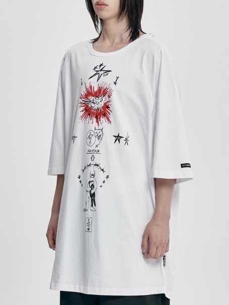 ぼよんぼよん BLESS ポンチョ&Tシャツセット AJOBYAJO】Blessing Doodle T-shirt / 【アジョバイアジョ