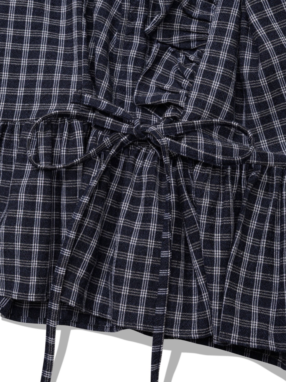 【Uglyshadow】BUTTON CHECK FRILL BLOUSE