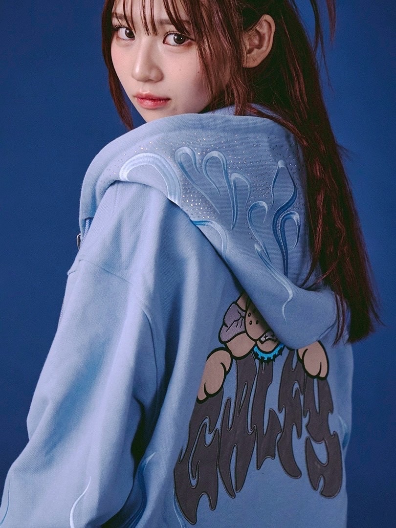 しぃ　　シングル水色柄&カバー GALFY】ファイヤーピカピカZIPパーカー / 【ガルフィー】ファイヤー