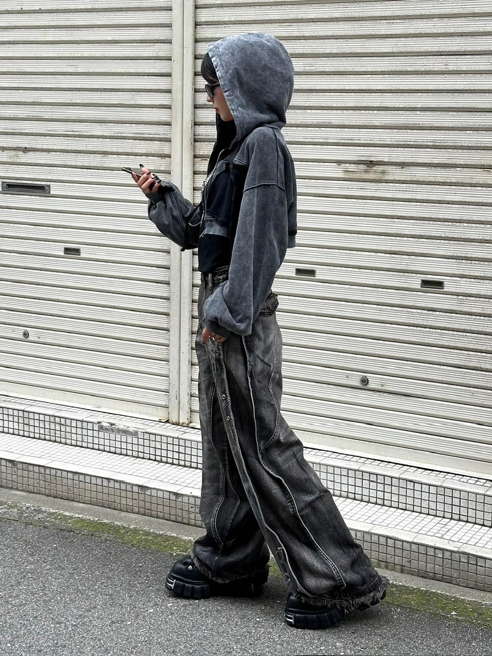 Never mind the XU】washed crop zipup hoodie | OUR BRAND,Never mind