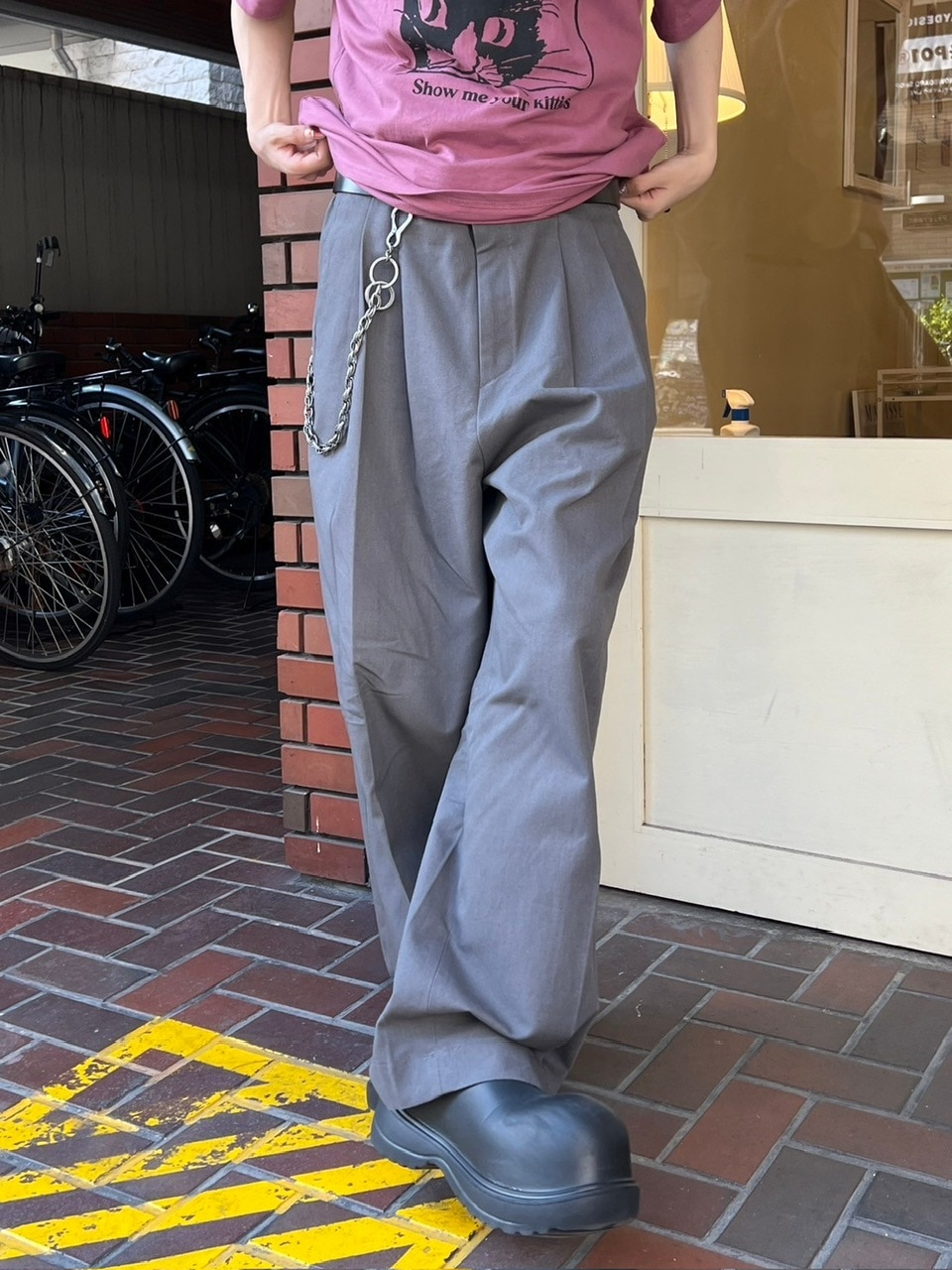 ハンです 大阪店WEB限定受注制【Chikashitsu +】2tuck wide cotton pants