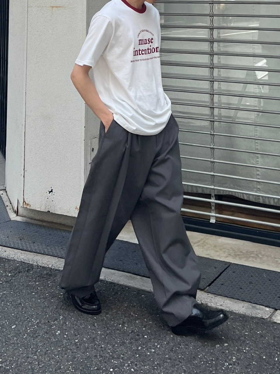 大阪店WEB限定受注制【Chikashitsu +】2tuck wide cotton pants