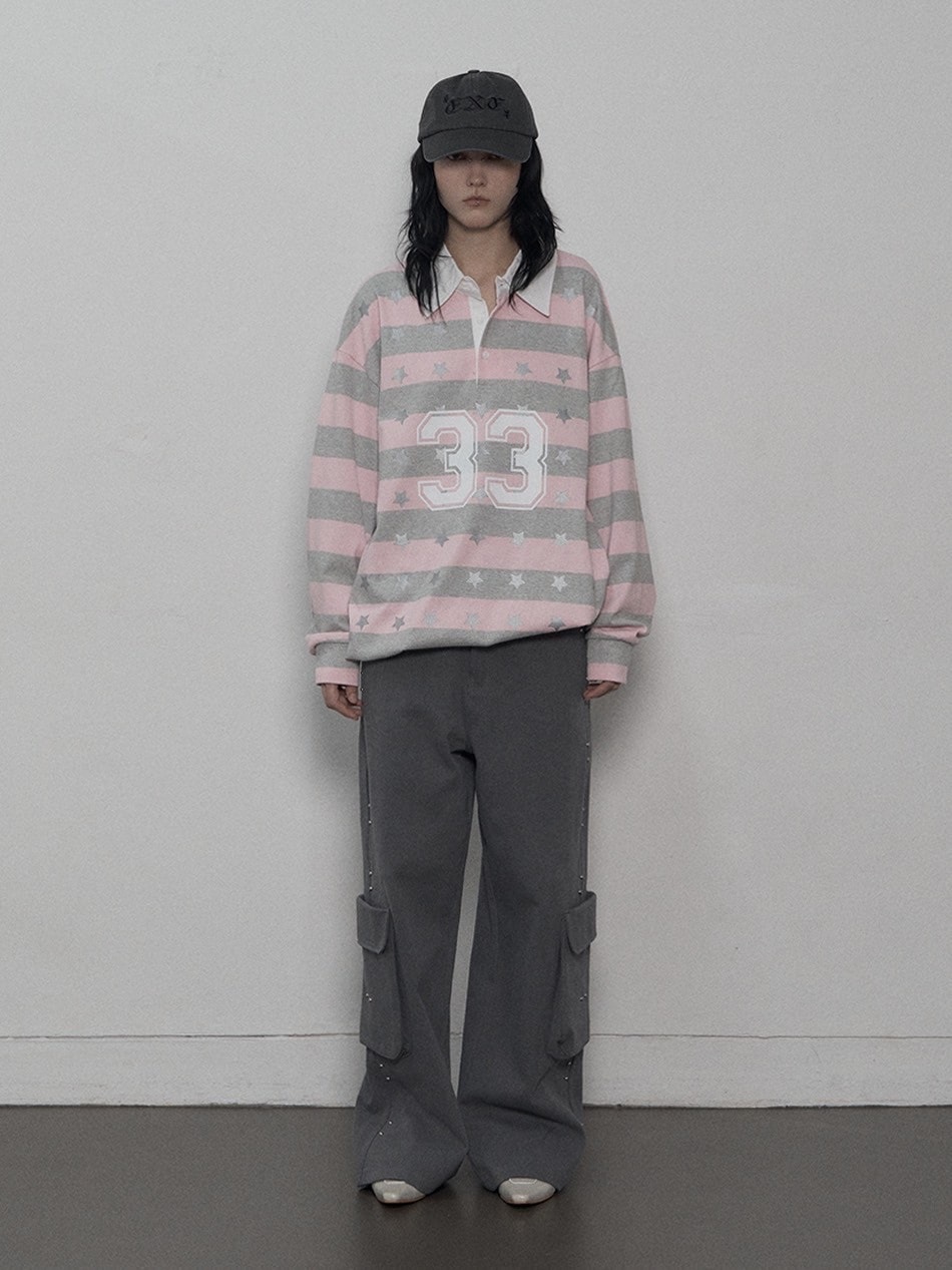 SETUP-EXE】33 STAR STRIPE POLO TOP / 【セットアップエグゼ