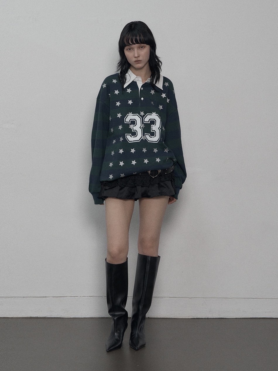 SETUP-EXE】33 STAR STRIPE POLO TOP / 【セットアップエグゼ