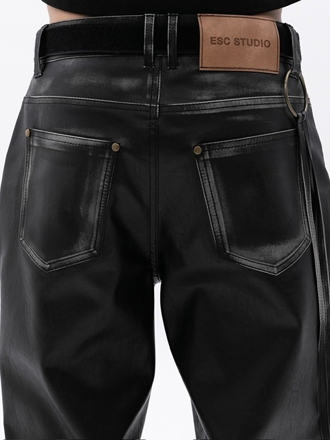 【ESC STUDIO】24FW★ rockstern washing leather bootcut pants ESC STUDIO】rockstern washing leather bootcut pants | OUR