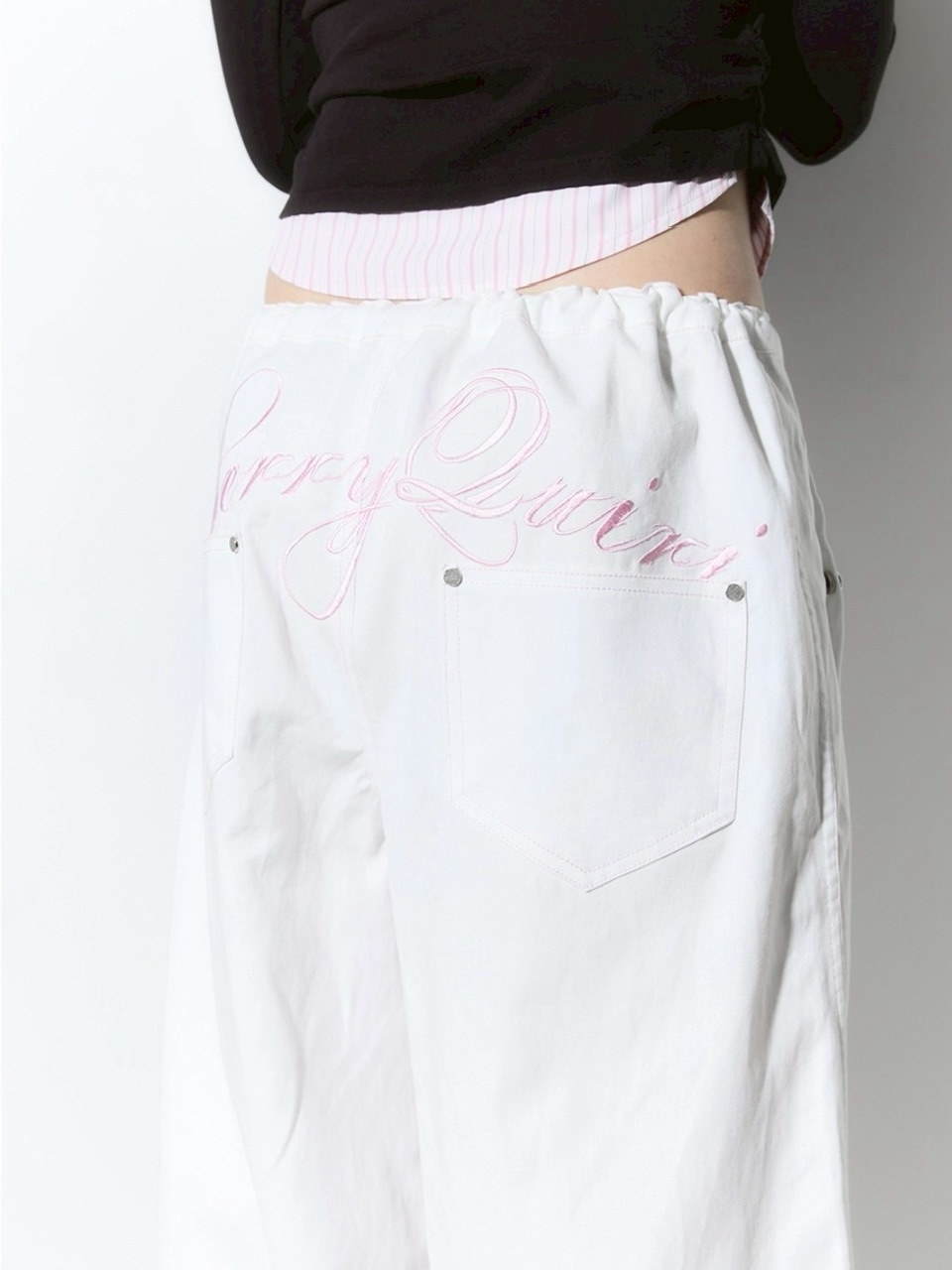 CHERRYQUIRI】lace layered roll up denim / 【チェリーキュリー