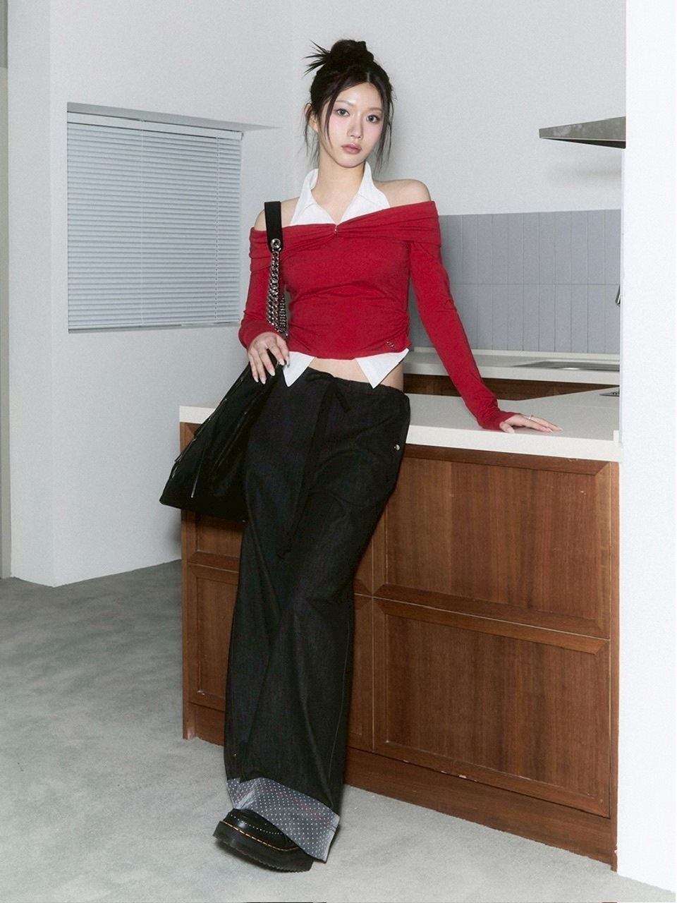 CHERRYQUIRI ■ Lace layered roll up denim デニム CHERRYQUIRI】lace layered roll up denim / 【チェリーキュリー