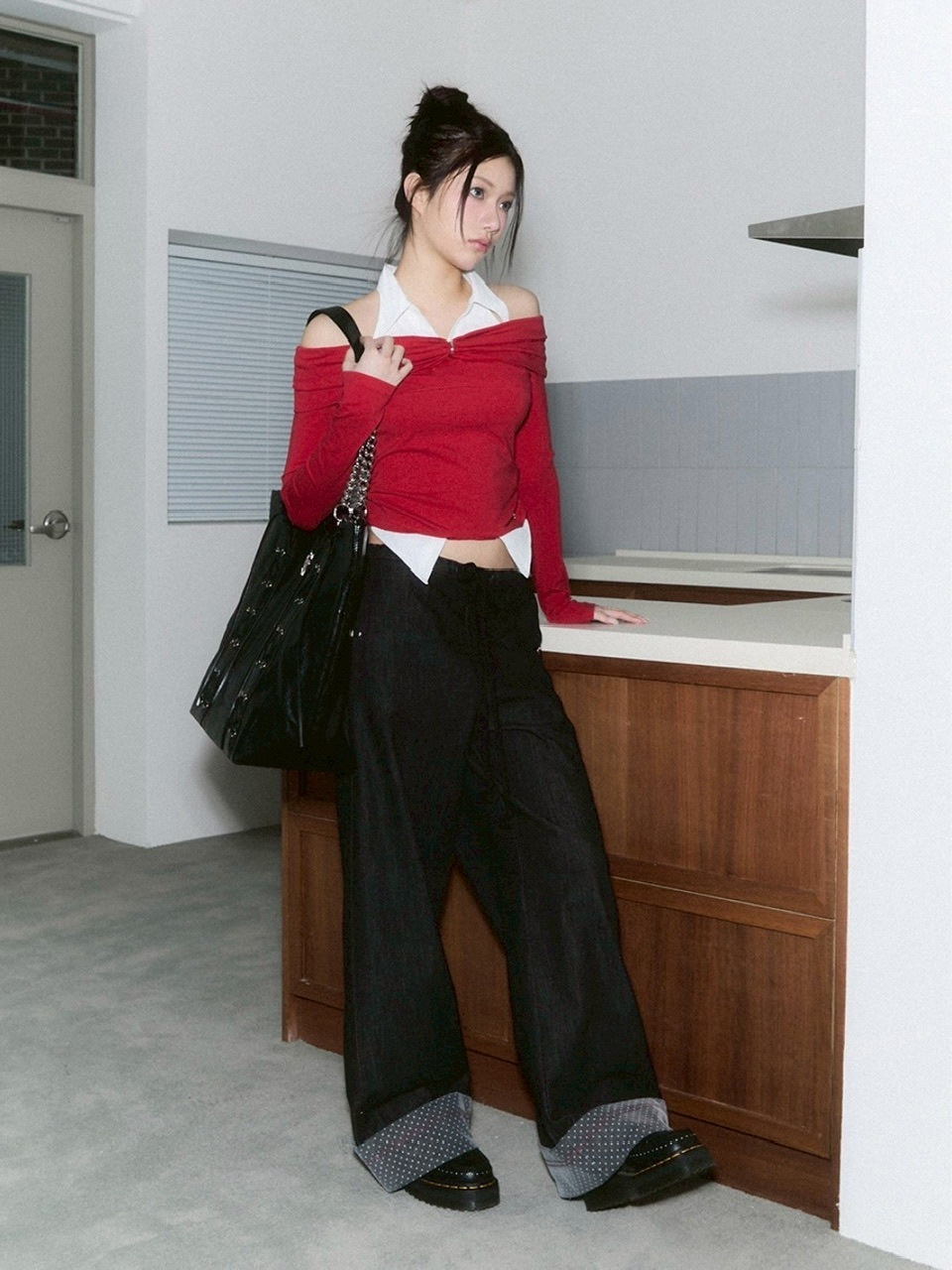 CHERRYQUIRI ■ Lace layered roll up denim デニム CHERRYQUIRI】lace layered roll up denim / 【チェリーキュリー
