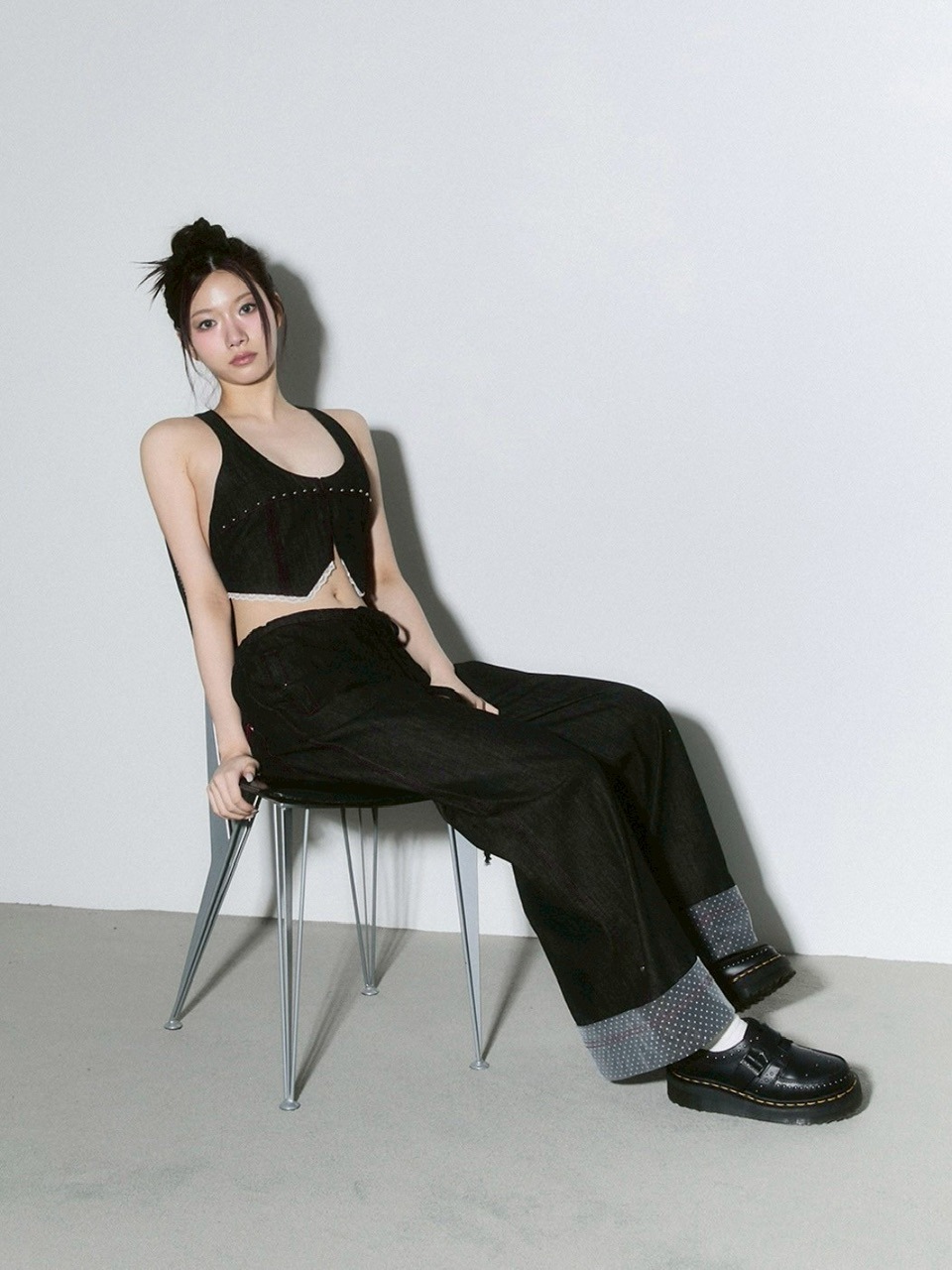 CHERRYQUIRI ■ Lace layered roll up denim デニム CHERRYQUIRI】lace layered roll up denim / 【チェリーキュリー