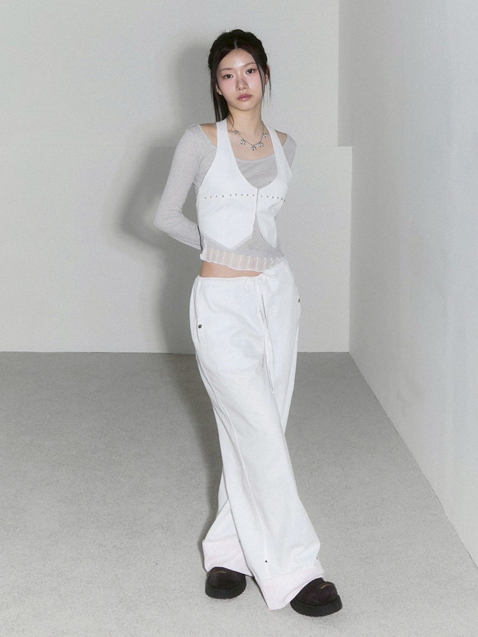 CHERRYQUIRI ■ Lace layered roll up denim デニム CHERRYQUIRI】lace layered roll up denim / 【チェリーキュリー
