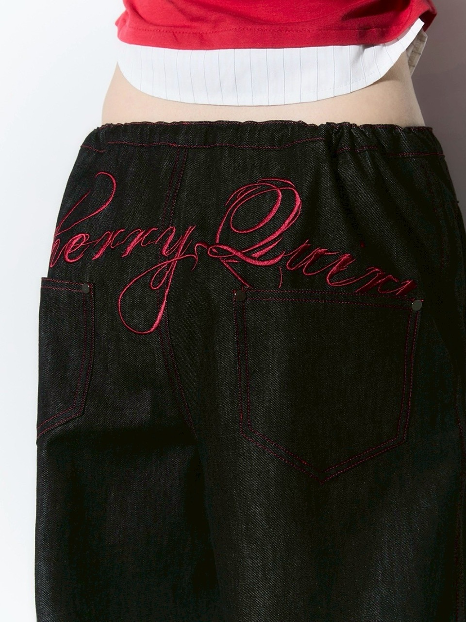 CHERRYQUIRI】lace layered roll up denim / 【チェリーキュリー