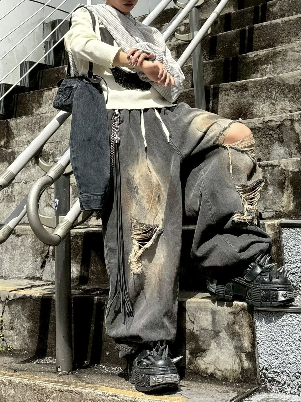 パンツ XU DOG balloon damage denim pants 受注制【Never mind the XU】balloon damage denim pants | OUR