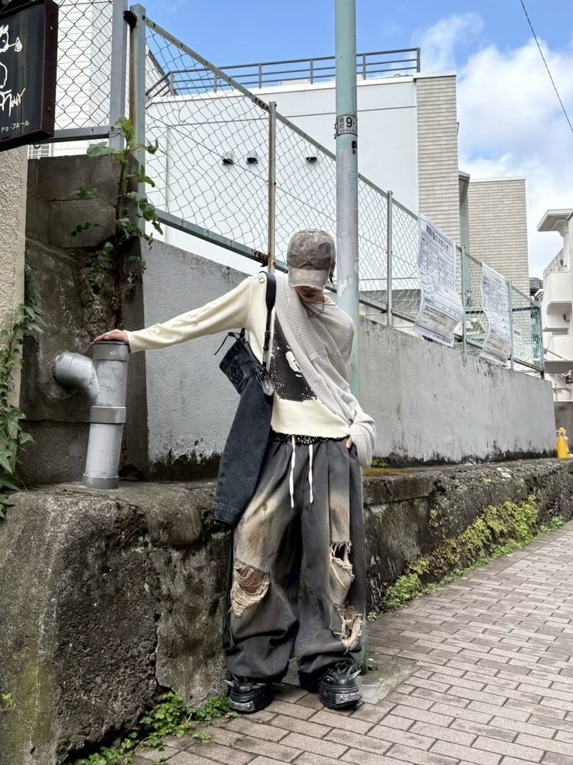 パンツ XU DOG balloon damage denim pants 受注制【Never mind the XU】balloon damage denim pants | OUR