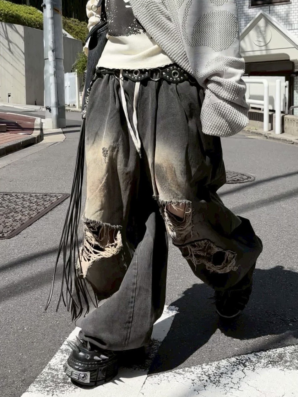 パンツ XU DOG balloon damage denim pants 受注制【Never mind the XU】balloon damage denim pants | OUR