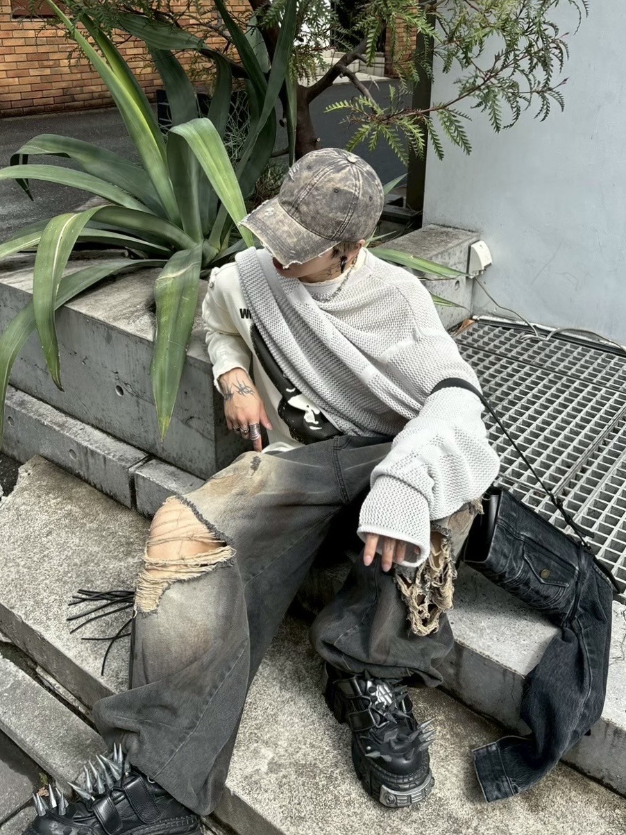パンツ XU DOG balloon damage denim pants 受注制【Never mind the XU】balloon damage denim pants | OUR