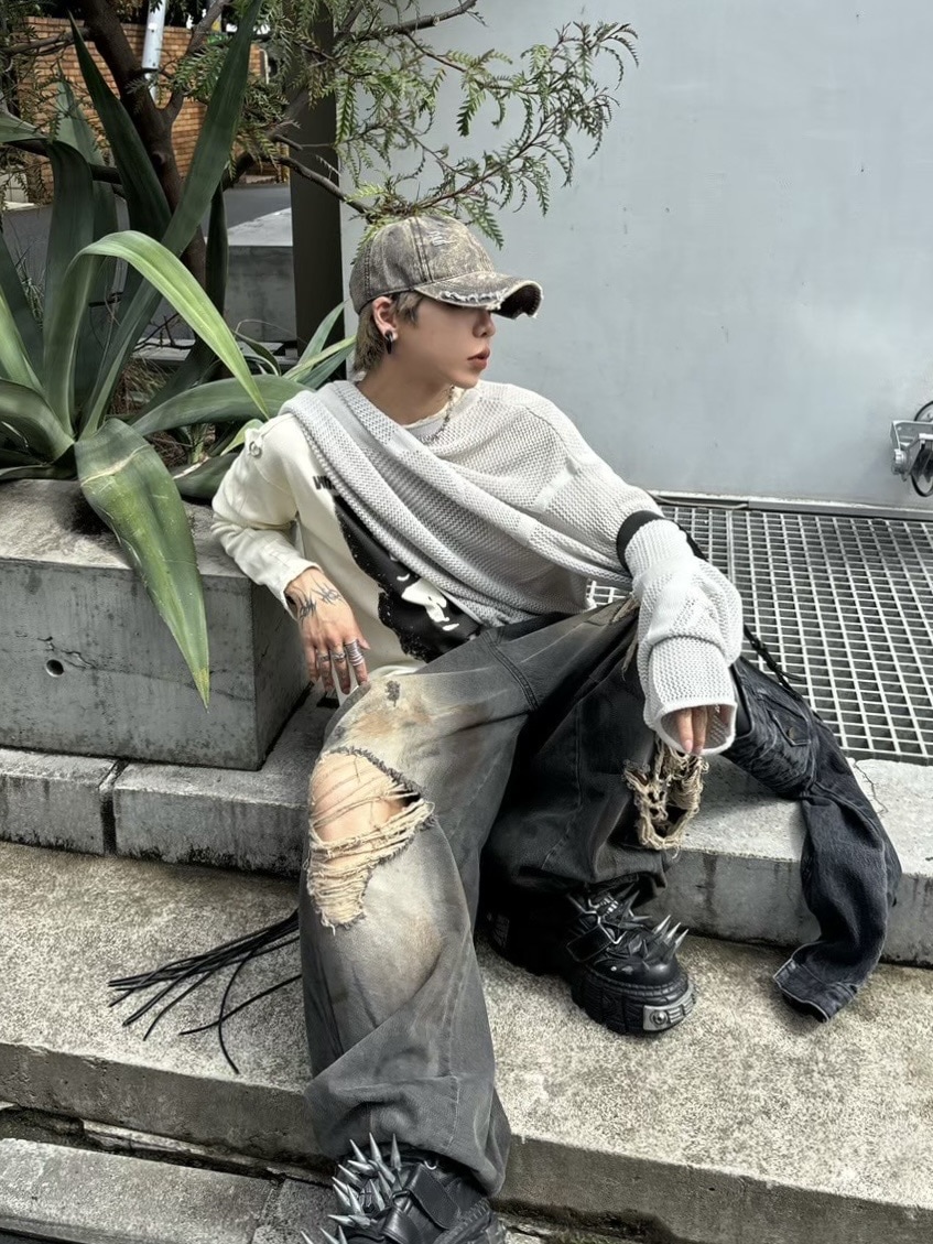パンツ XU DOG balloon damage denim pants 受注制【Never mind the XU】balloon damage denim pants | OUR