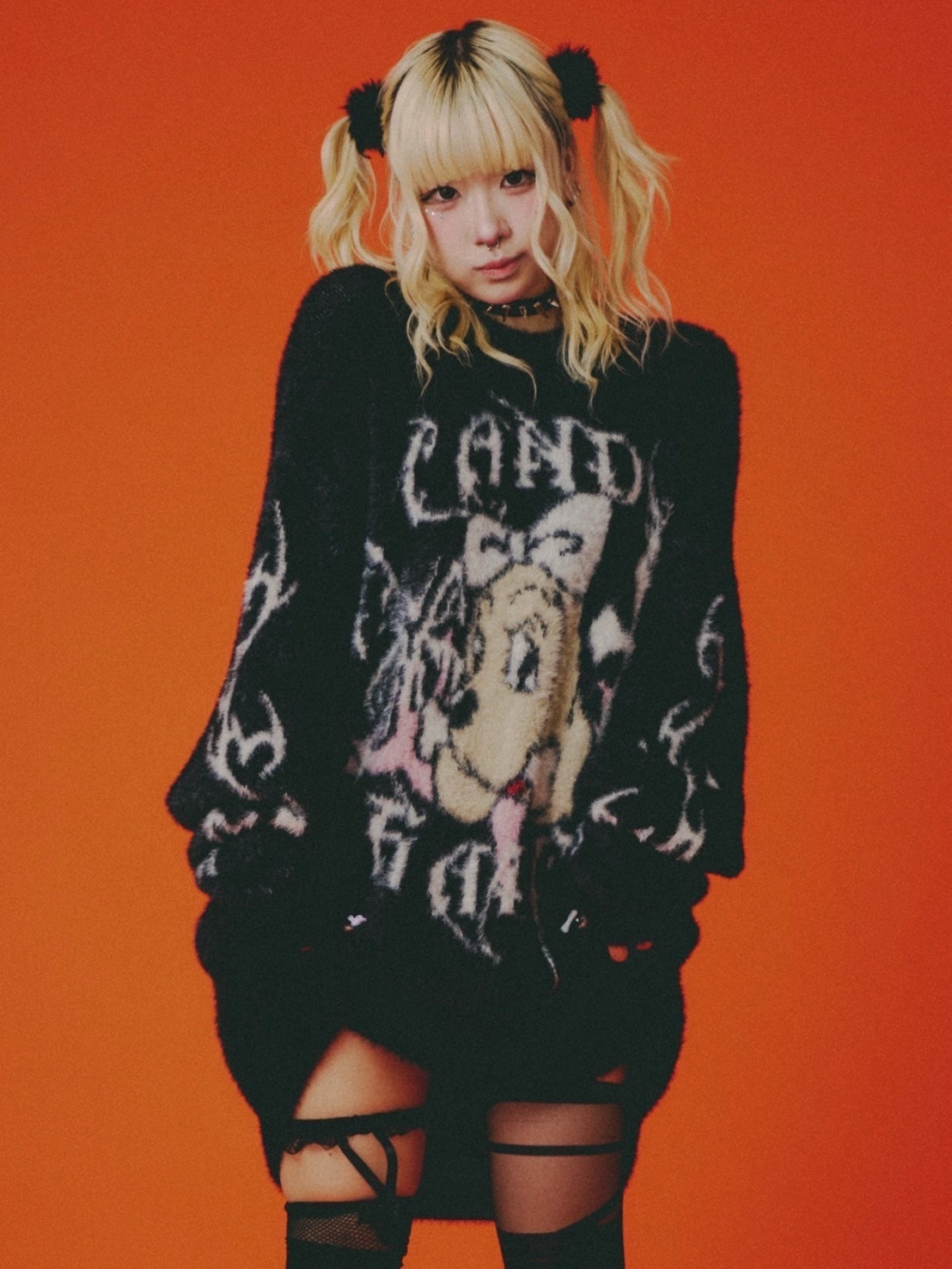 極美品✨フォクシー カシミヤ100% ニット クラウド バルーンスリーブ 38 12G部分ジャガードカシミヤ100クルーネックニットプルオーバー