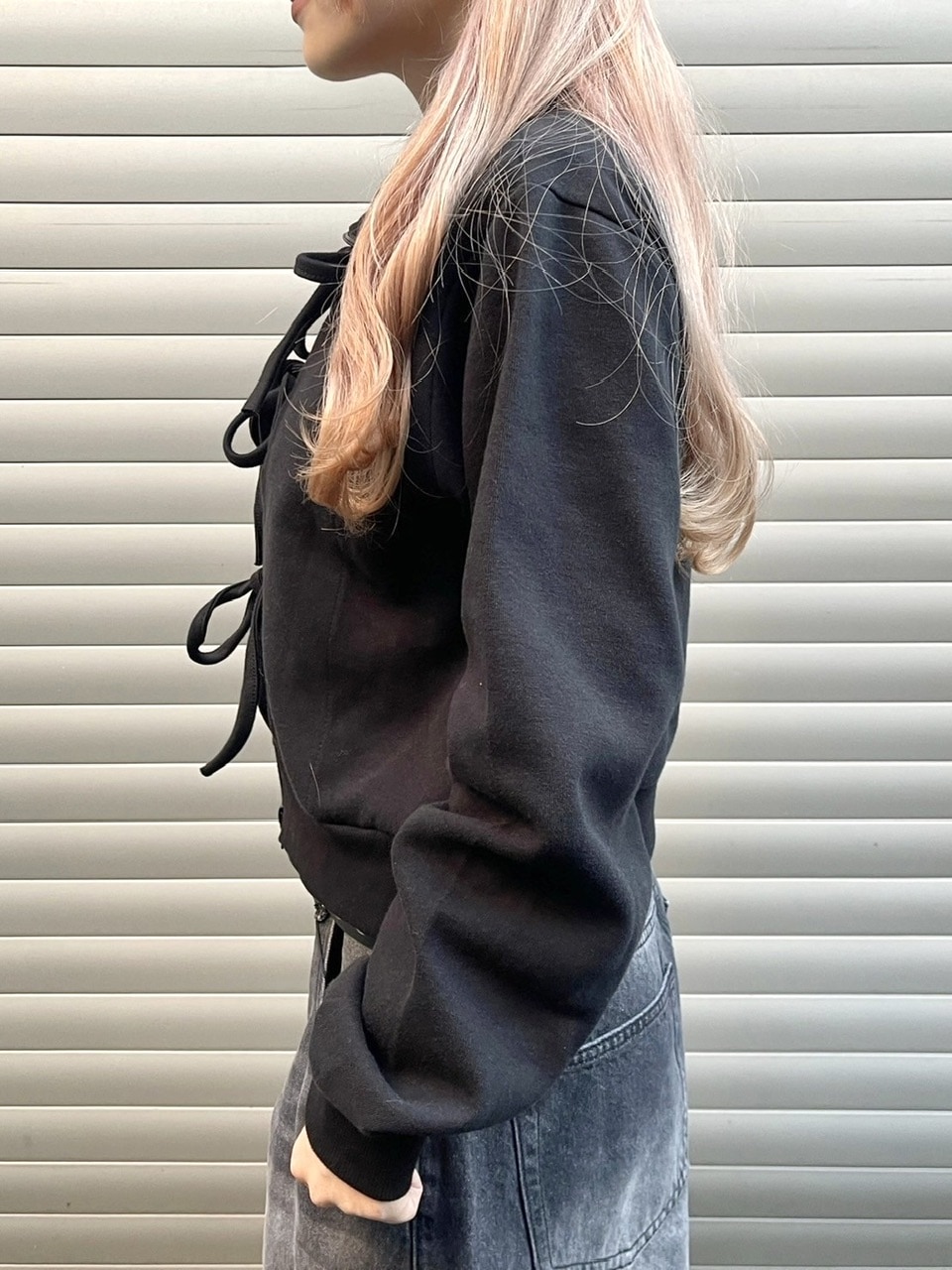 ジャケット・アウター ribbon zip hoodie YOUHEE】 RIBBON HOOD ZIP-UP◇ 3COLOR (YOUHEE/パーカー・フーディ