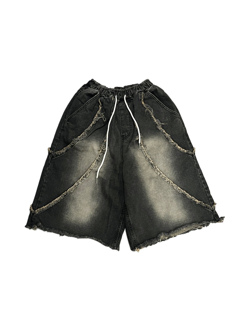 受注制【Never mind the XU】line denim half pants (2color
