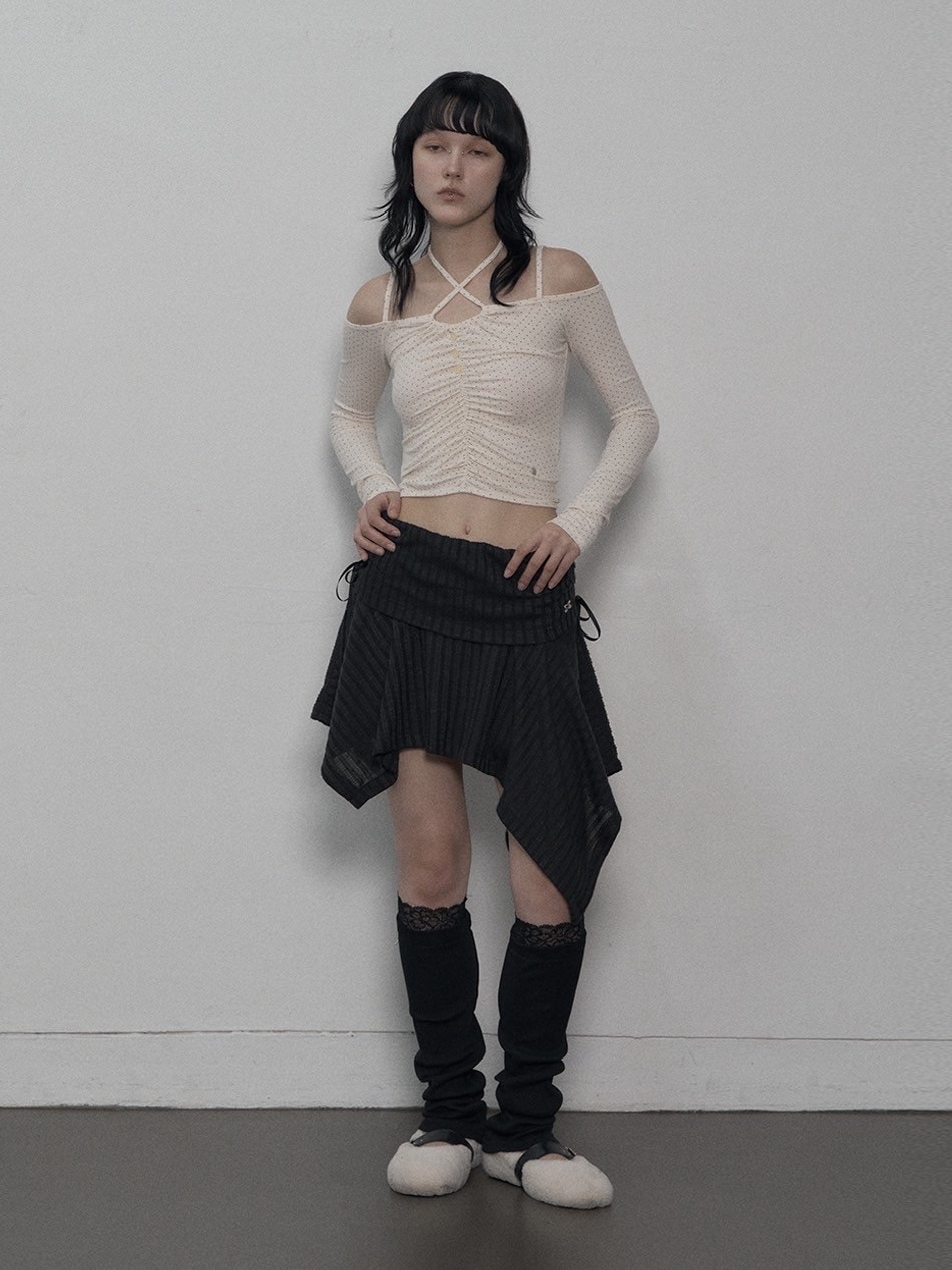 SETUP-EXE】DOT OFF-SHOULDER TOP | OUR BRAND,SETUP-EXE | PRESSING