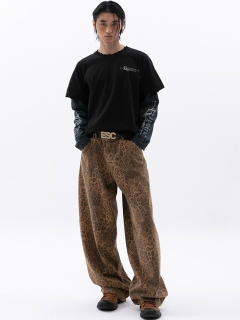 ESC STUDIO】washing leopard denim baggy pants | OUR BRAND