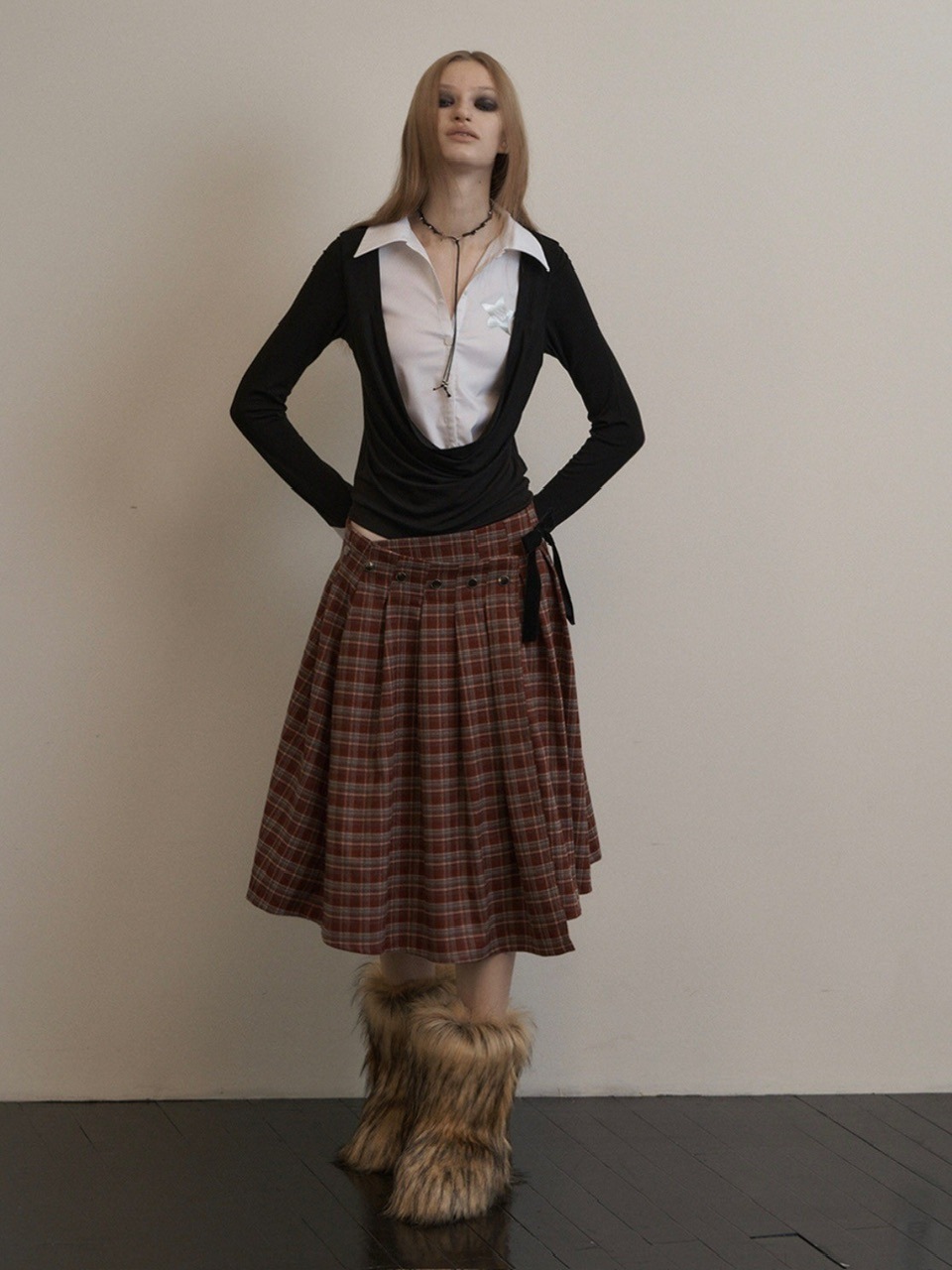 [SETUP-EXE] CHECK WRAP SKIRT / 追跡付 SETUP-EXE】CHECK WRAP SKIRT | OUR BRAND,SETUP-EXE | PRESSING