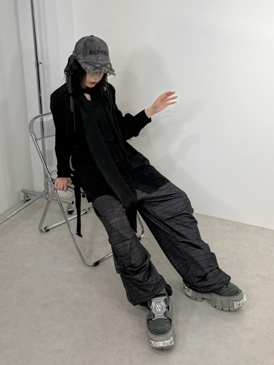 受注制【Nerd out XU】check tuck wide pants