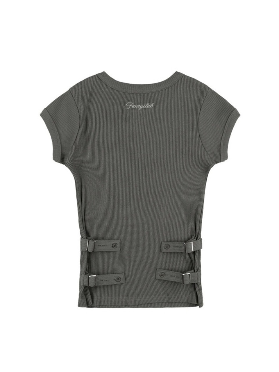 ★FANCYCLUB★SIDE BUCKLE RIBBED TEE (CHARCOAL)★正規品/人気 FANCY CLUB】SIDE BUCKLE RIBBED TEE | ITEM,TOPS,TEE