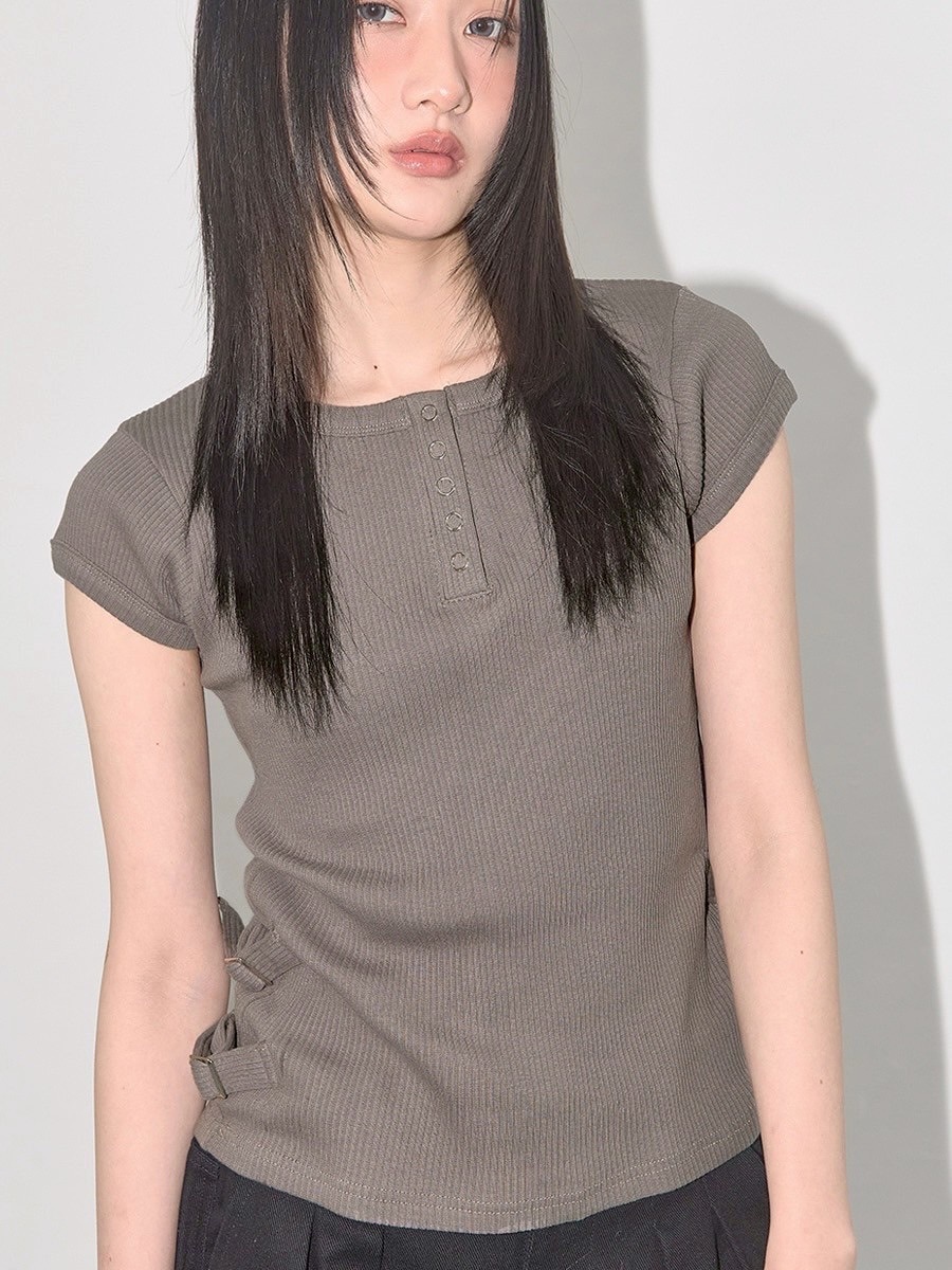 FANCY CLUB】SIDE BUCKLE RIBBED TEE | ITEM,TOPS,TEE