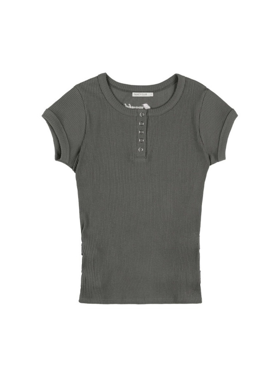 ★FANCYCLUB★SIDE BUCKLE RIBBED TEE (CHARCOAL)★正規品/人気 FANCY CLUB】SIDE BUCKLE RIBBED TEE | ITEM,TOPS,TEE