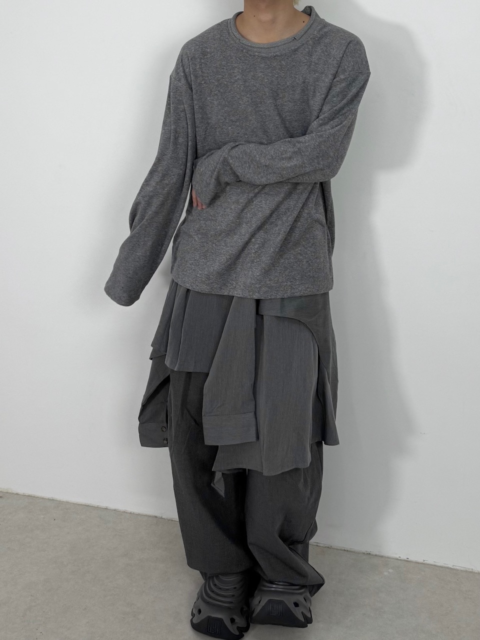 トップス ACKA. shirt docking sweat dark gray さく acka shirt docking sweat グレー shirt docking sweat – Acka