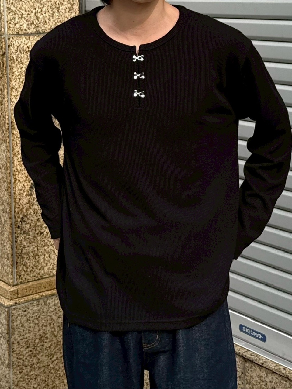 受注制【Chikashitsu +】front hook long sleeve knit / 【チカシツプラス】フロントフック長袖ニット (4color)