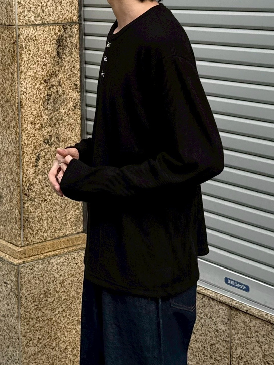 受注制【Chikashitsu +】front hook long sleeve knit / 【チカシツプラス】フロントフック長袖ニット (4color)