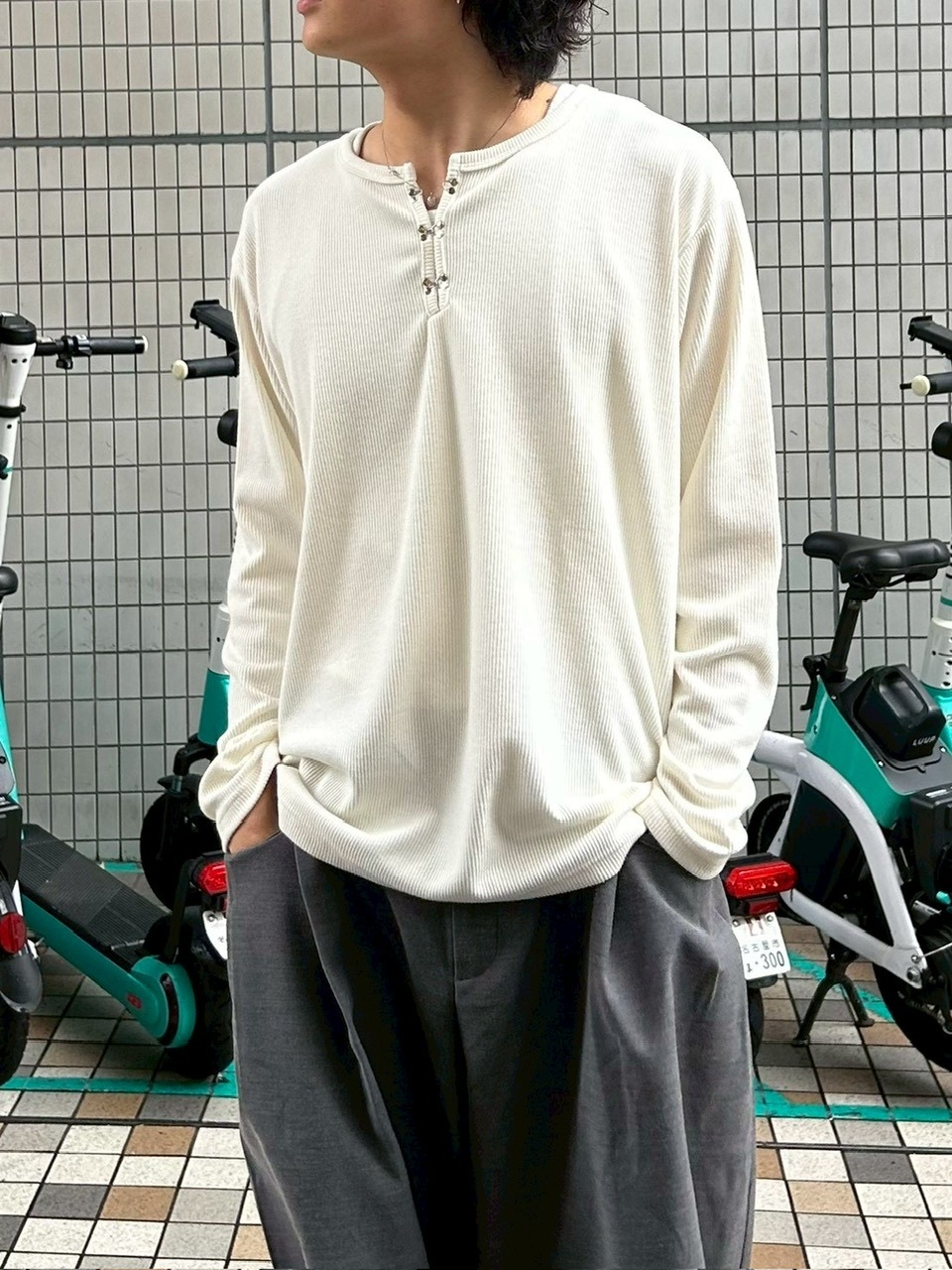 受注制【Chikashitsu +】front hook long sleeve knit / 【チカシツプラス】フロントフック長袖ニット (4color)