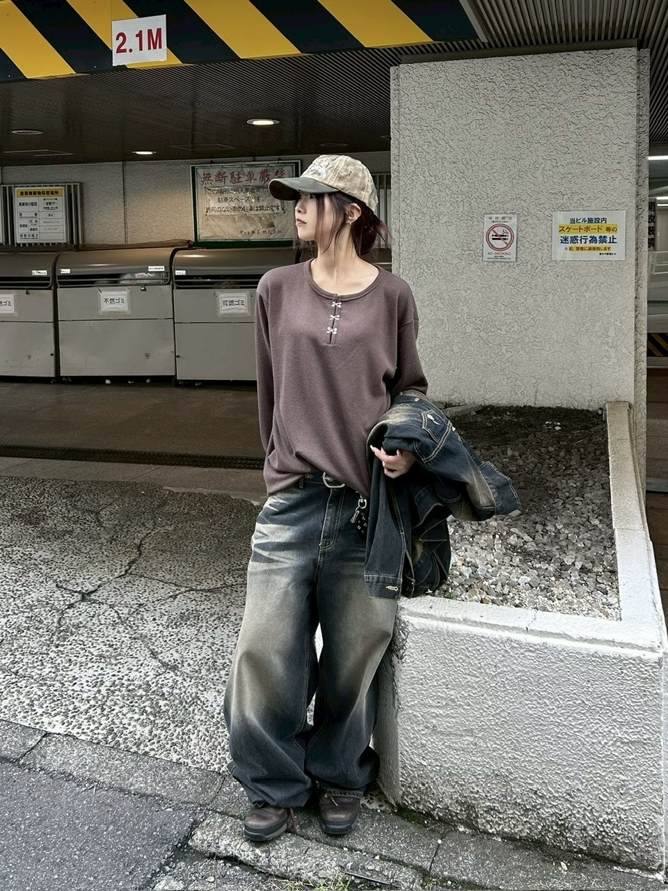 受注制【Chikashitsu +】front hook long sleeve knit / 【チカシツプラス】フロントフック長袖ニット (4color)