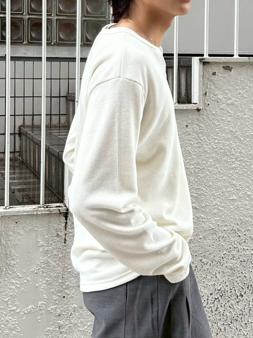 受注制【Chikashitsu +】front hook long sleeve knit / 【チカシツプラス】フロントフック長袖ニット (4color)