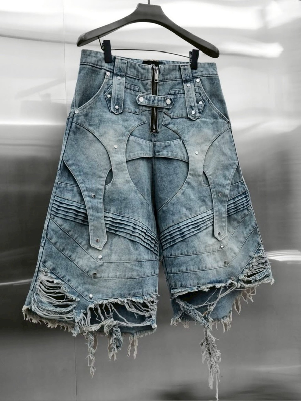 RICH】Knight Wide Waxed Short Pants/ 【リッチ】デザインデニム